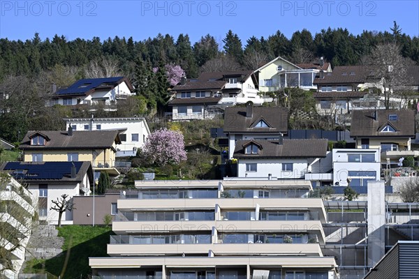 Apartment blocks on a slope, Switzerland, Europe