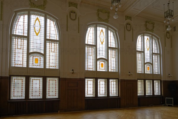 Interior view, window, hall, Janacek Academy of Music and Performing Arts, Brno, Brno, Jihomoravsky kraj, Czech Republic, Europe