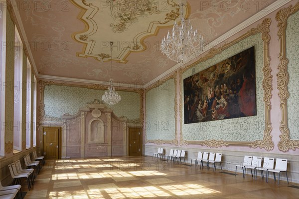 Interior view, Great Hall of the Prelature, Benedictine Monastery Rajhrad, Loucka, Rajhrad, Jihomoravsky kraj, Czech Republic, Europe