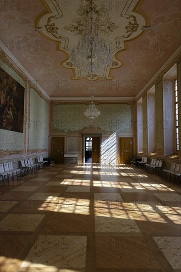Interior view, Great Hall of the Prelature, Benedictine Monastery Rajhrad, Loucka, Rajhrad, Jihomoravsky kraj, Czech Republic, Europe