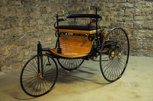 German Car Museum Langenburg, Benz Patent Motor Car, known as the first car in the world, in a museum, German Car Museum Langenburg, Langenburg, Baden-Wuerttemberg, Germany, Europe