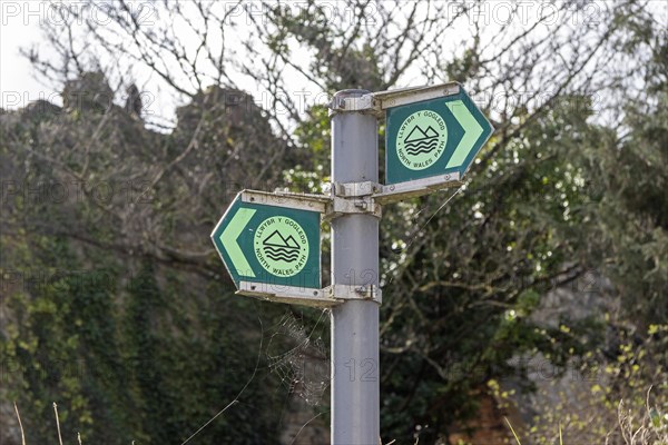 Signpost, North Wales Path, Conwy, Wales, Great Britain