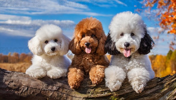 AI generated, animals, mammals, dog, domestic dogs (Canis lupus familiaris), three animals, puppies