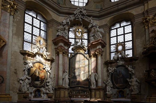 Interior view, abbey church, Benedictine monastery Rajhrad, Loucka, Rajhrad, Jihomoravsky kraj, Czech Republic, Europe