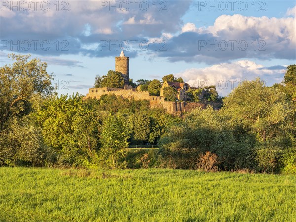 Schoenburg Castle in the Saale Valley in the evening light, Schoenburg (Saale), Saxony-Anhalt, Germany, Europe