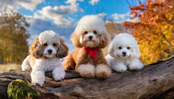 AI generated, animals, mammals, dog, domestic dogs (Canis lupus familiaris), three animals, puppies