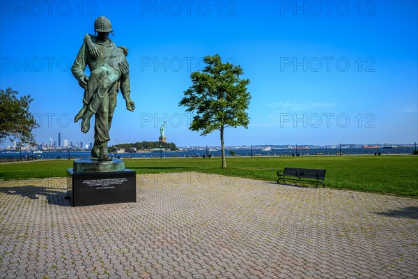 Views on New York Harbor, Manhattan and Statue of Liberty from the Liberty State Park, Jersey City, NJ, USA, USA, North America