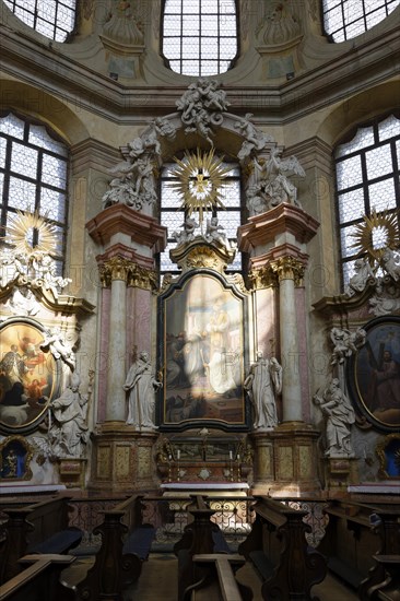 Interior view, abbey church, Benedictine monastery Rajhrad, Loucka, Rajhrad, Jihomoravsky kraj, Czech Republic, Europe