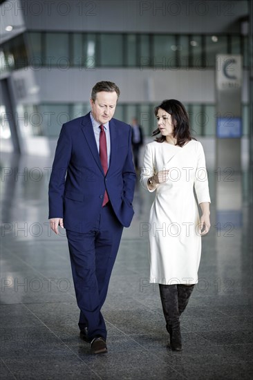 (R-L) Annalena Baerbock, Federal Foreign Minister, meets David Cameron, Secretary of State for Foreign, Commonwealth and Development of the United Kingdom of Great Britain and Northern Ireland, for talks on the margins of the NATO Foreign Ministers' Meeting. Brussels, 03.04.2024. Photographed on behalf of the Federal Foreign Office