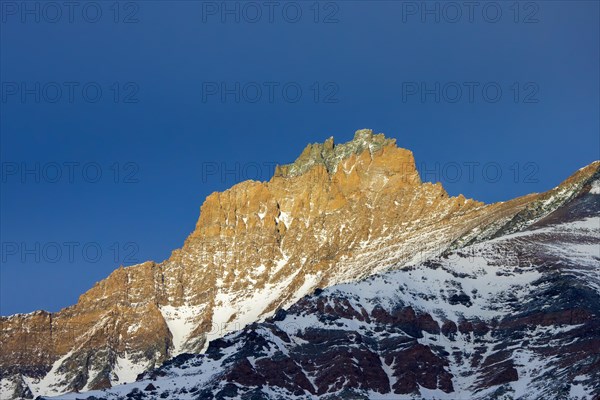 Gran Serra, Gran Sertz in winter, mountain top in the Gran Paradiso Massif in the Aosta Valley, Italy, Europe