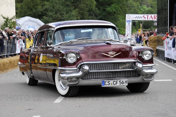 Purple Chevrolet classic car at an event surrounded by spectators, SOLITUDE REVIVAL 2011, Stuttgart, Baden-Wuerttemberg, Germany, Europe