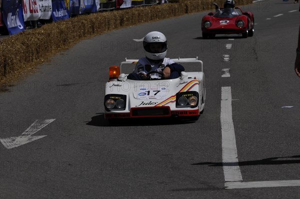 Concentrated driver in a small racing car during a competition on the race track, SOLITUDE REVIVAL 2011, Stuttgart, Baden-Wuerttemberg, Germany, Europe