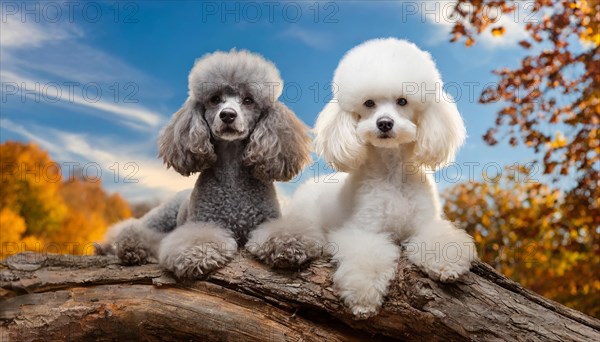 AI generated, animals, mammals, dog, domestic dogs (Canis lupus familiaris), two animals, silver, white