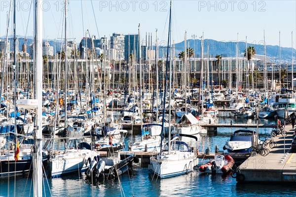 View of the Barcelona marina from the Olympic harbour