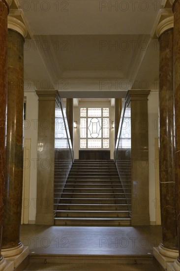Interior view, staircase, Janacek Academy of Music and Performing Arts, Brno, Jihomoravsky kraj, Czech Republic, Europe