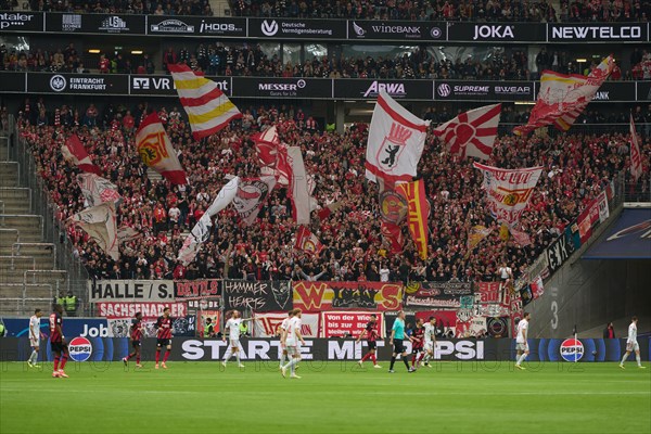 Bundesliga Eintracht Frankfurt-Union Berlin at Deutsche Bank Park in Frankfurt. Berlin's fans. Frankfurt, Hesse, Germany, Europe