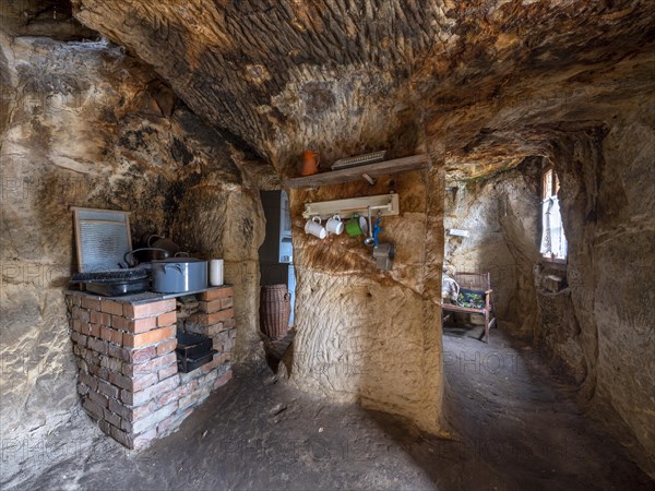 Cave dwelling on the Schaeferberg in Langenstein, Harz foreland, Halberstadt, Saxony-Anhalt, Germany, Europe