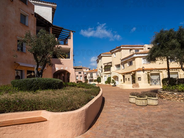 Typical buildings in the town centre, Porto Cervo, Costa Smeralda, Sardinia, Italy, Europe