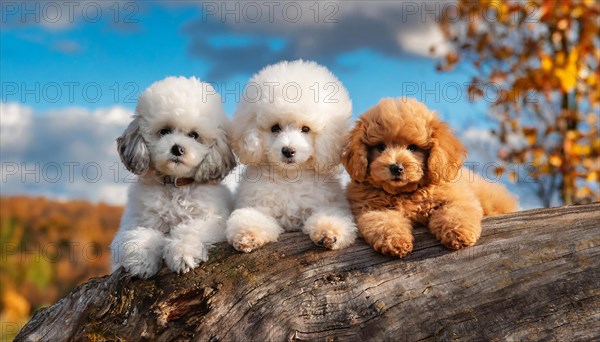 AI generated, animals, mammals, dog, domestic dogs (Canis lupus familiaris), three animals, puppies