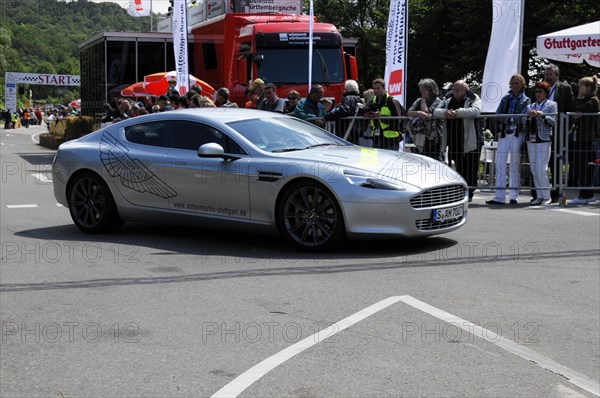 Aston Martin with gullwing design presents itself to spectators on a race track, SOLITUDE REVIVAL 2011, Stuttgart, Baden-Wuerttemberg, Germany, Europe