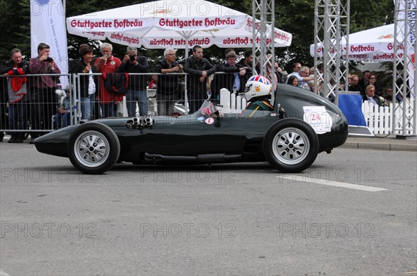 Black vintage racing car with the number 24 ready for the start at the race track, SOLITUDE REVIVAL 2011, Stuttgart, Baden-Wuerttemberg, Germany, Europe