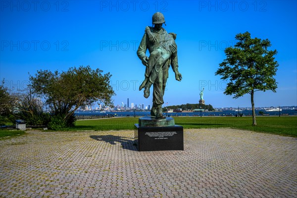 Views on New York Harbor, Manhattan and Statue of Liberty from the Liberty State Park, Jersey City, NJ, USA, USA, North America