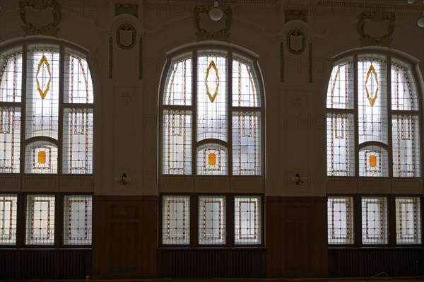 Interior view, window, hall, Janacek Academy of Music and Performing Arts, Brno, Brno, Jihomoravsky kraj, Czech Republic, Europe