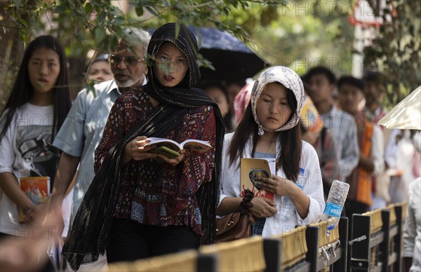 Christian devotees takes part in a perform to re-enactment of the crucifixion of Jesus Christ during a procession on Good Friday, on March 29, 2024 in Guwahati, Assam, India. Good Friday is a Christian holiday commemorating the crucifixion of Jesus Christ and his death at Calvary