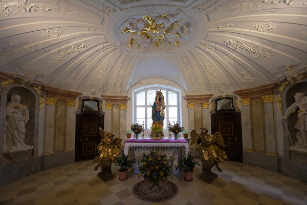 Interior view, chapel, abbey church, Benedictine monastery Rajhrad, Loucka, Rajhrad, Jihomoravsky kraj, Czech Republic, Europe
