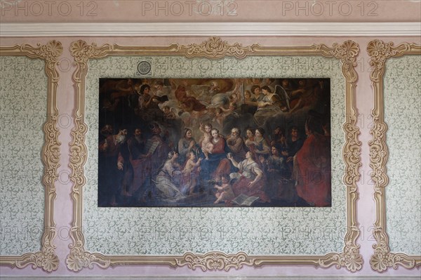 Interior view, painting, Great Hall of the Prelature, Benedictine Monastery Rajhrad, Loucka, Rajhrad, Jihomoravsky kraj, Czech Republic, Europe