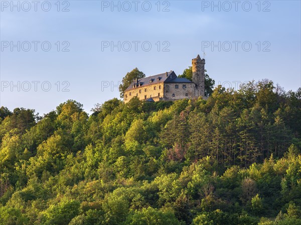 Greifenstein Castle in the evening light, Bad Blankenburg, Thuringia, Germany, Europe