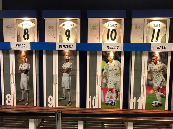 Football stadium Estadio Santiago Bernabeu, players' dressing room, Real Madrid, Madrid, Spain, Europe