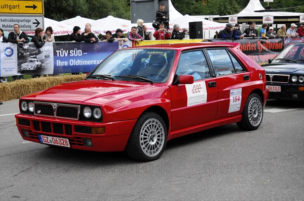 A red Audi rally car with starting number 184 drives on a race track, SOLITUDE REVIVAL 2011, Stuttgart, Baden-Wuerttemberg, Germany, Europe