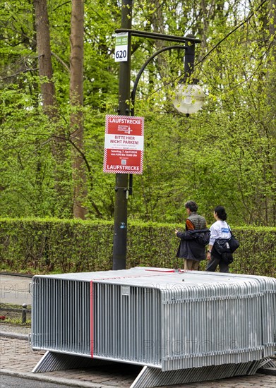 Barrier fences provided for a running event, Strasse des 17. Juni, Berlin, Germany, Europe