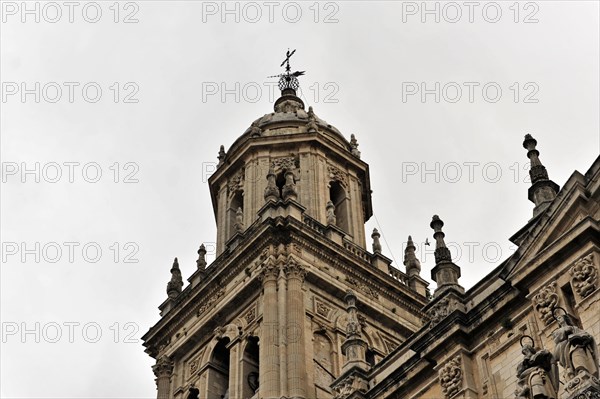 Jaen, Catedral de Jaen, Cathedral of Jaen from the 13th century, art epoch Renaissance, Jaen, detail of the baroque bell tower of a church in front of a cloudy sky, Jaen, Baeza, Ubeda, Andalusia, Spain, Europe