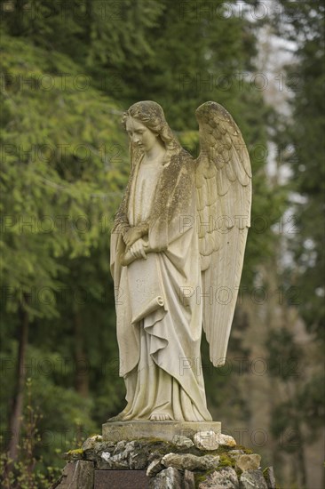 Angel figure, grave, North Cemetery, Wiesbaden, Hesse, Germany, Europe