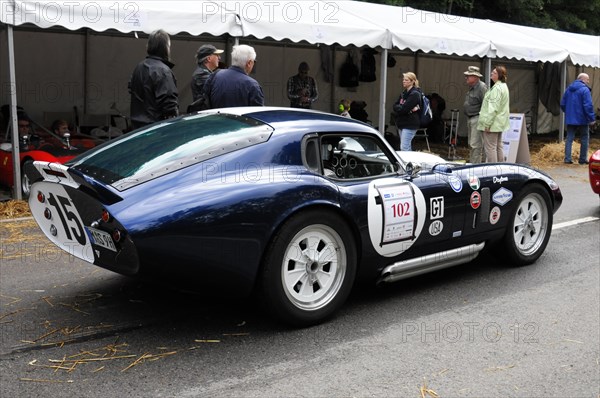 Side view of a dark blue sports car with starting number 102, SOLITUDE REVIVAL 2011, Stuttgart, Baden-Wuerttemberg, Germany, Europe