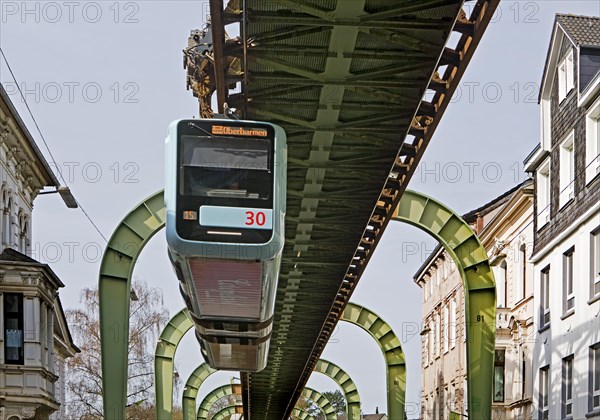 Suspension railway line in the Vohwinkel district, Wuppertal, Bergisches Land, North Rhine-Westphalia, Germany, Europe