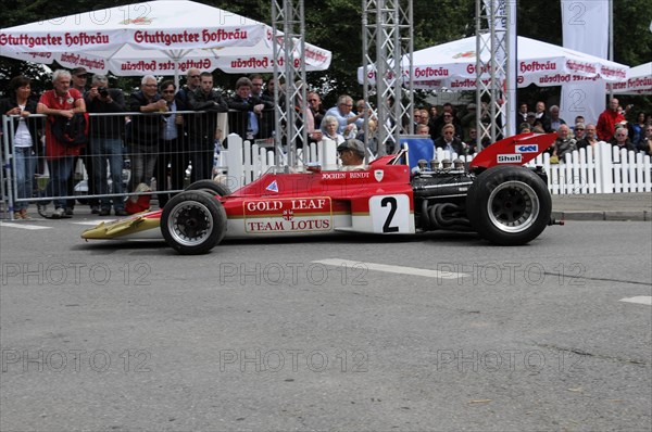 A historic Formula 1 racing car drives past a crowd at a motorsport event, SOLITUDE REVIVAL 2011, Stuttgart, Baden-Wuerttemberg, Germany, Europe