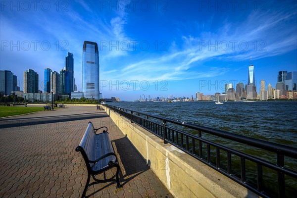 Views on New York Harbor, Manhattan and Statue of Liberty from the Liberty State Park, Jersey City, NJ, USA, USA, North America