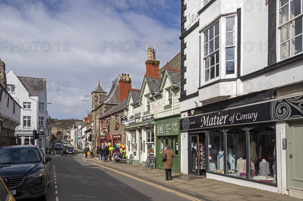 Houses, Town Gate, Castle Street, Conwy, Wales, Great Britain