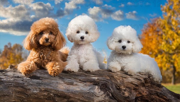 AI generated, animals, mammals, dog, domestic dogs (Canis lupus familiaris), three animals, puppies