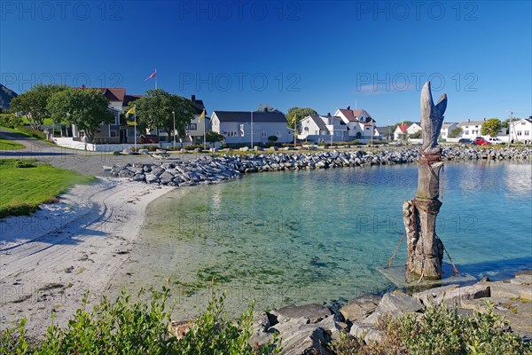 Crystal clear water in a shallow bay, sandy beach, Traena, Lovunden, Helgeland coast, Norway, Europe