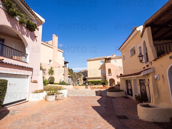 Typical buildings in the town centre, Porto Cervo, Costa Smeralda, Sardinia, Italy, Europe