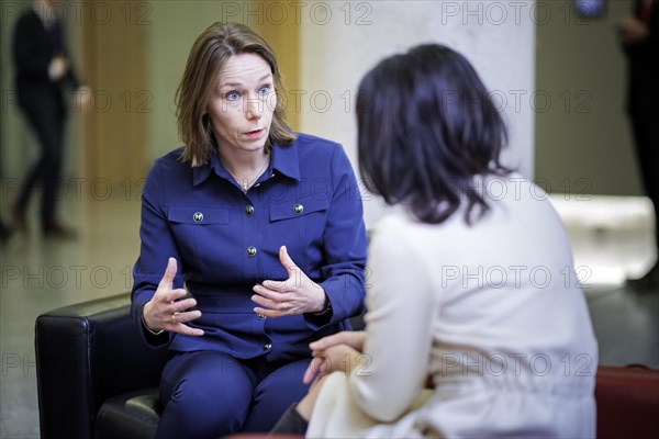 (R-L) Annalena Baerbock, Federal Foreign Minister, meets Hanke Bruins Slot, Foreign Minister of the Netherlands, for talks on the margins of the meeting of NATO foreign ministers. Brussels, 03.04.2024. Photographed on behalf of the Federal Foreign Office