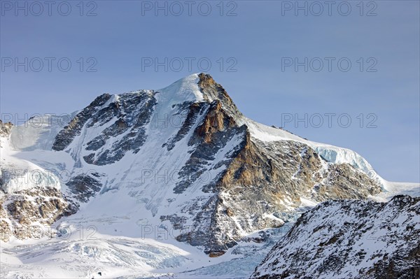 Gran Paradiso, Grand Paradis in winter, mountain top in the Graian Alps between the Aosta Valley and Piedmont in Italy