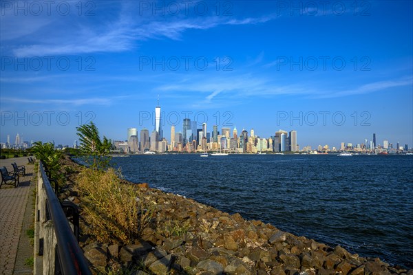 Views on New York Harbor, Manhattan and Statue of Liberty from the Liberty State Park, Jersey City, NJ, USA, USA, North America