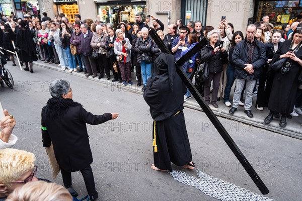 Good Friday procession in Barcelona, Spain, Europe