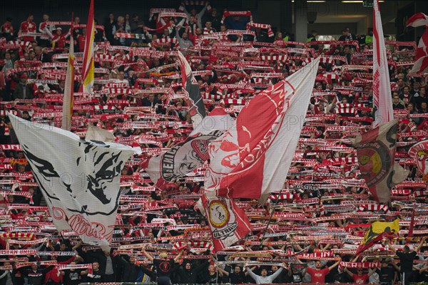 Bundesliga Eintracht Frankfurt-Union Berlin at Deutsche Bank Park in Frankfurt. Berlin's fans. Frankfurt, Hesse, Germany, Europe