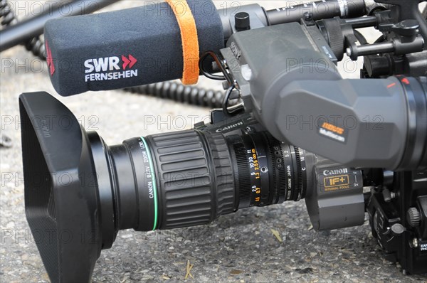 Professional television camera with SWR microphone set up for a recording, SOLITUDE REVIVAL 2011, Stuttgart, Baden-Wuerttemberg, Germany, Europe